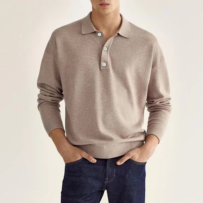 Men's Knitted Polo Jumper with Structured Collar
