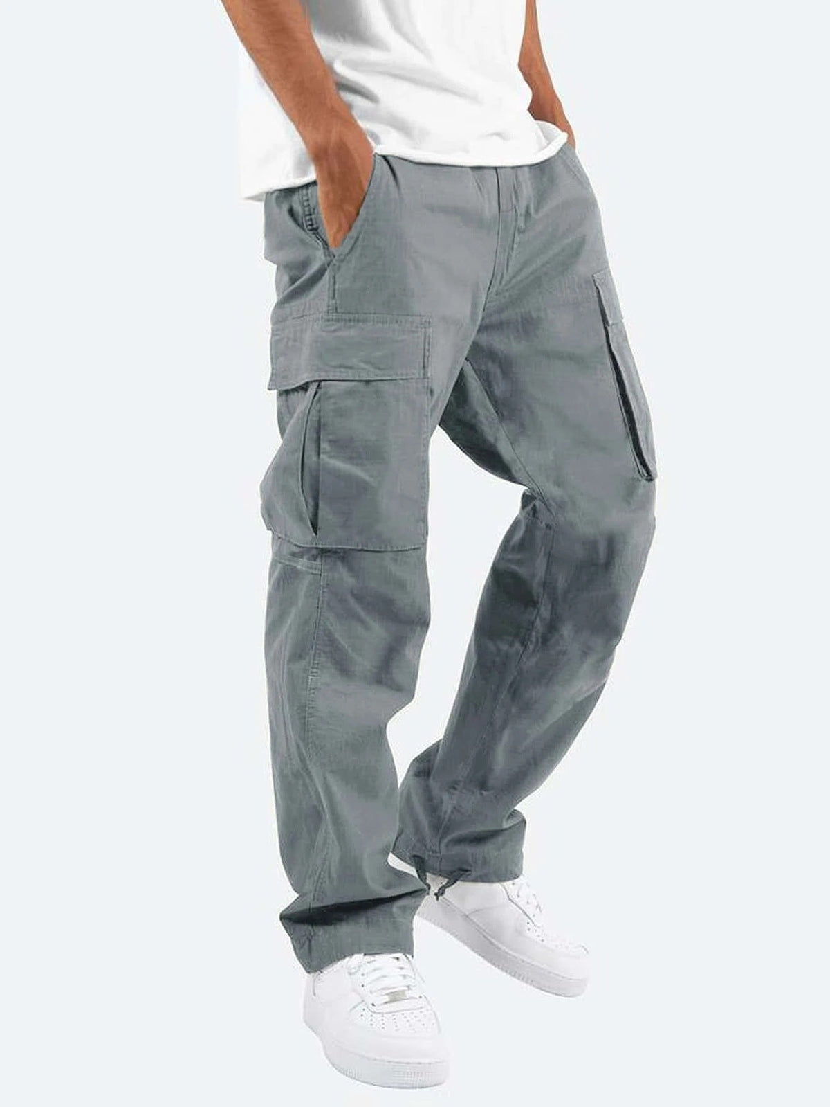 Men's Loose-Fit Cotton Overalls with Elastic Waist