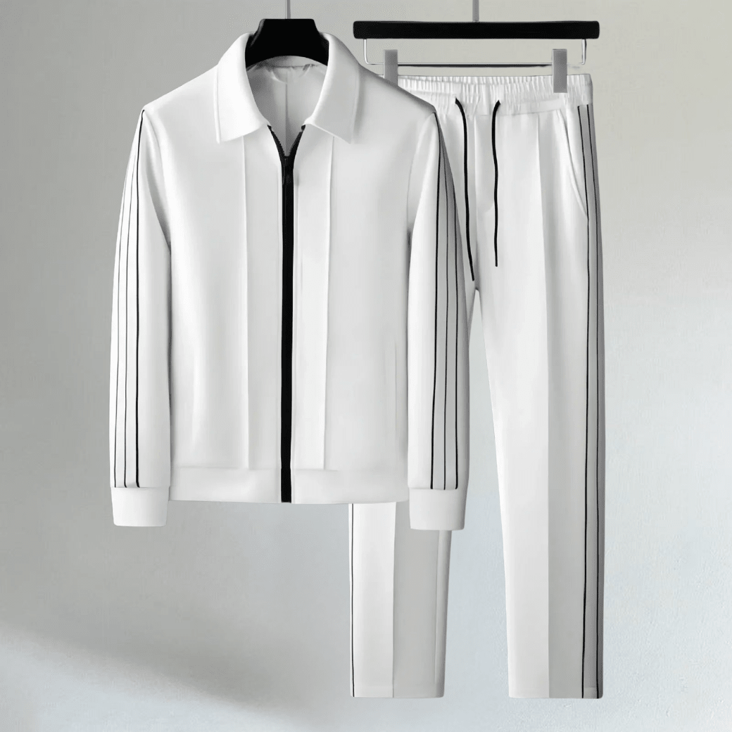 Men's Cotton Blend Zip-Front Tracksuit Set