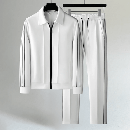 Men's Cotton Blend Zip-Front Tracksuit Set